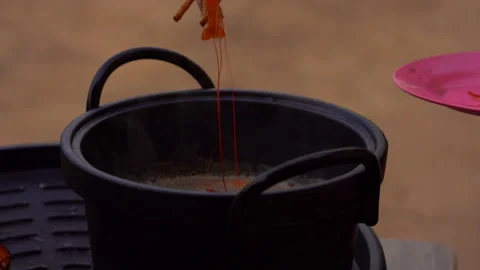 Seafood cooking on hot pot  Stock Footage 152867708