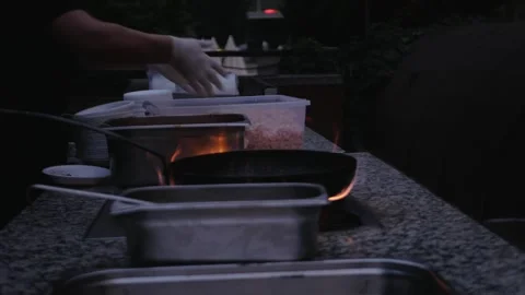 Seafood crackles in a pan Stock Footage 255898661