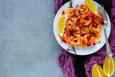 Seafood dinner on table Stock Photos