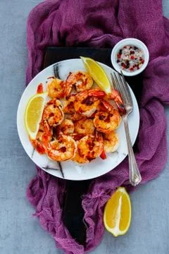 Seafood dinner on table Stock Photos