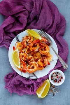 Seafood dinner on table Stock Photos