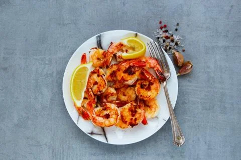 Seafood dinner on table Stock Photos