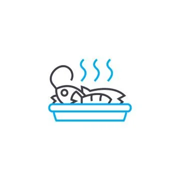 Seafood dish linear icon concept. Seafood dish line vector sign, symbol Stock Illustration