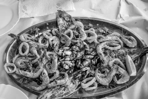 Seafood dish 스톡 사진
