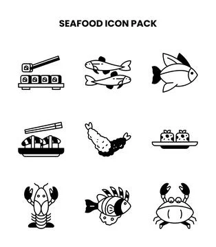 Seafood DuoTone Bundle Icons Pack Illustrazione stock
