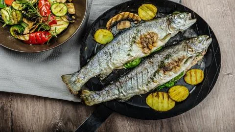 Seafood. Fish (grill) Stock Photos