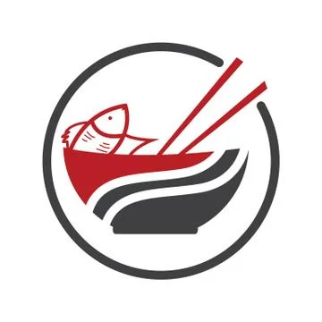 Seafood fish menu logo design vector isolated on white background Stock Illustration