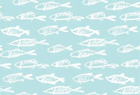Seafood fish seamless pattern for menu, poster, fabric, wrapping paper, backg イラスト素材