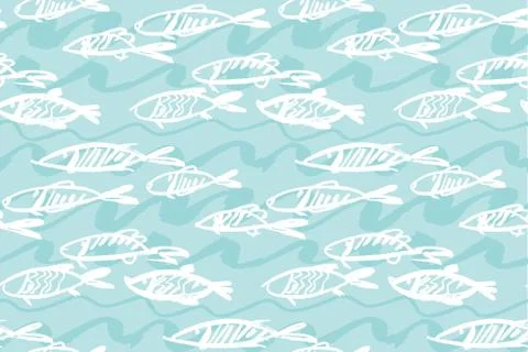 Seafood fish seamless pattern for menu, poster, fabric, wrapping paper, backg Stock Illustration
