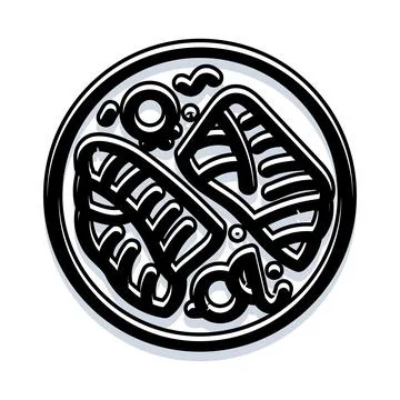 Seafood fish steak illustration inside circular emblem Stock Illustration