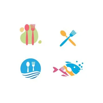 Seafood fork and spoon logo Illustration