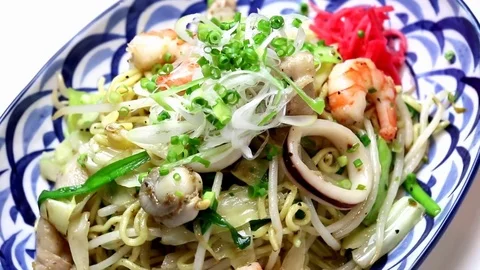 Seafood Fried Noodle Stockbeeldmateriaal 82558209