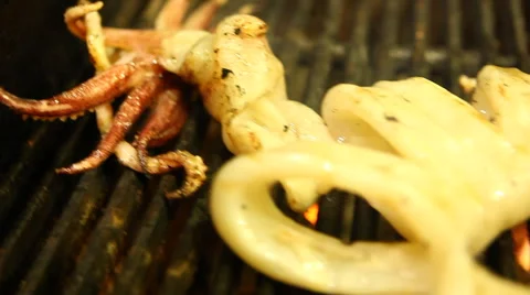Seafood On the Grill Stock Footage 41919582