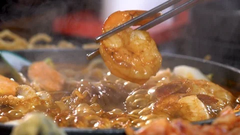 Seafood hot pot Vídeo Stock 96604034