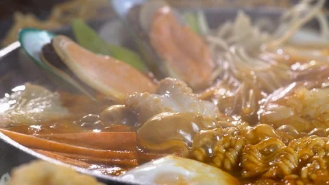 Seafood hot pot Vídeo Stock 96604368