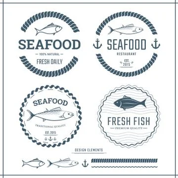 Seafood labels Stock Illustration