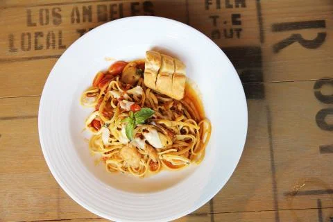 Seafood Linguine Stock Photos