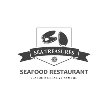 Seafood logo template Ilustración de archivo