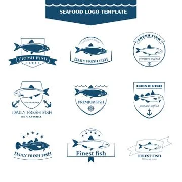 Seafood logos template イラスト素材