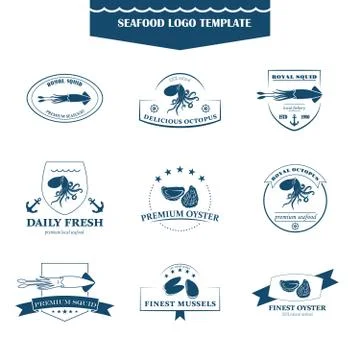 Seafood logos template Ilustración de archivo