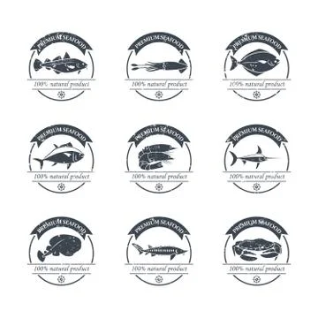 Seafood logos template Ilustración de archivo