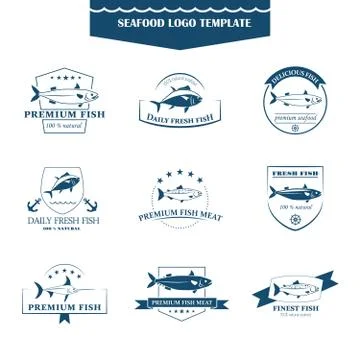 Seafood logos template Иллюстрация