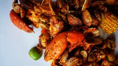 Seafood for lunch Stock Photos