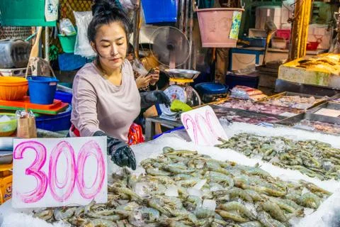 Seafood market in Naklua Stock Photos