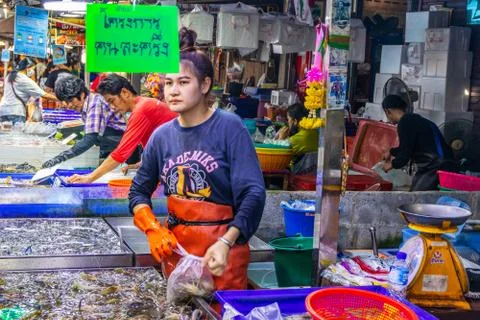 Seafood market in Naklua Stock-Fotos