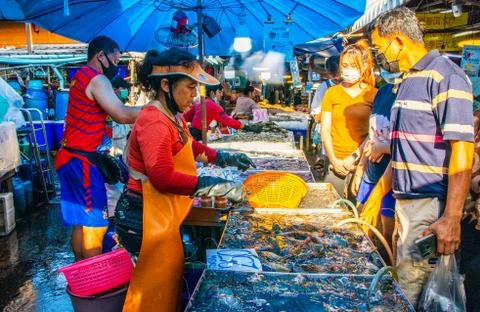 Seafood market in Naklua Foto stock
