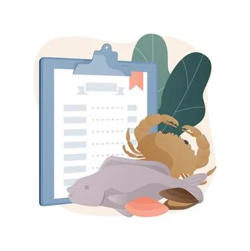Seafood menu abstract concept vector illustration. Stock Illustration