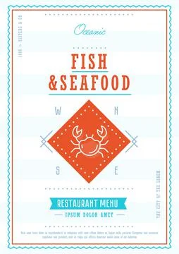 Seafood menu design template vectror Stock Illustration