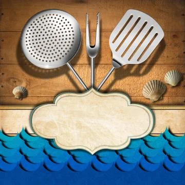 Seafood - menu template Illustrazione stock