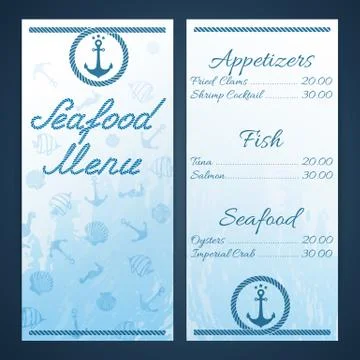 Seafood menu template Stock Illustration