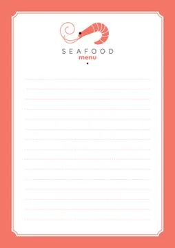 Seafood menu template. Shrimp logo Stock-Illustration