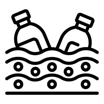 Seafood microplastics pollution icon outline vector. Ground plastic Stock Illustration