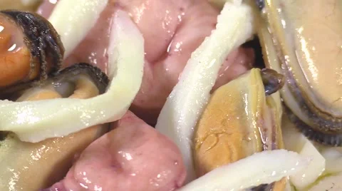 Seafood in oil Stock Footage 44357976