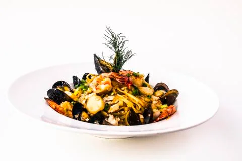 Seafood pasta Stock Photos