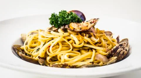 Seafood pasta Stock Photos