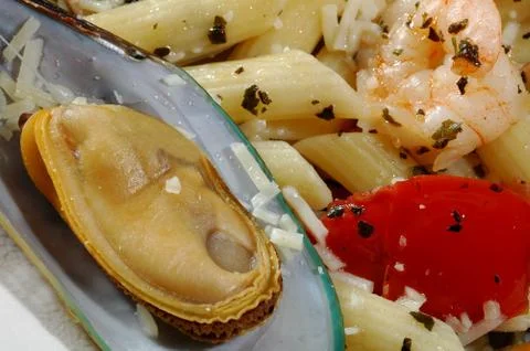 Seafood pasta Stock Photos