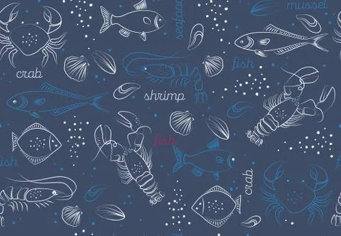 Seafood pattern seamless design graphic イラスト素材