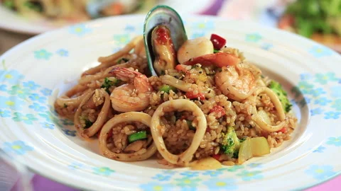 Seafood Pilaf Cooking 08 Stock Footage 144428230