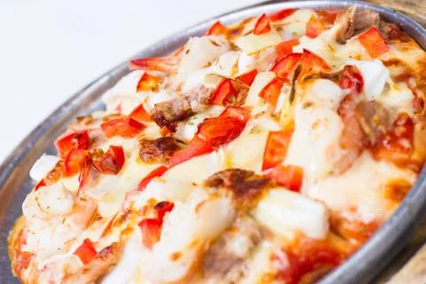 Seafood pizza Stock Photos