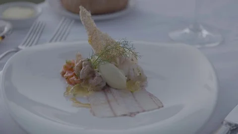 Seafood plate at dinner Stock Footage 74067237