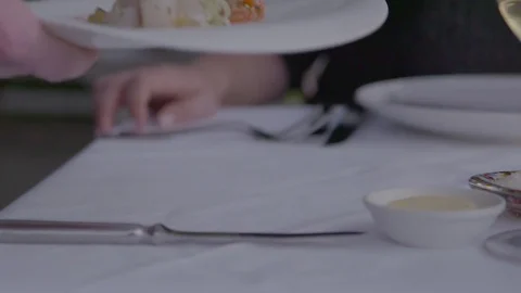 Seafood plate at dinner Stock Footage 74067437