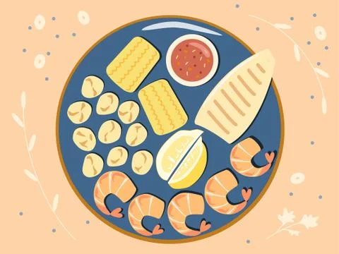 Seafood plate Stock Illustration