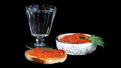 Seafood. Red caviar. Stock Photos