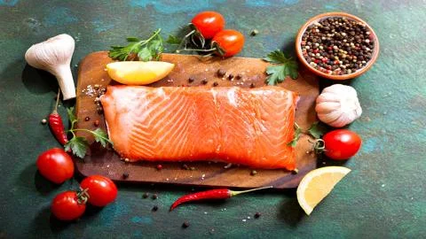 Seafood. Red fish. Stock Photos