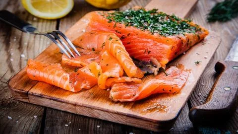 Seafood. Red fish. Foto stock