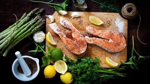 Seafood. Red fish. Stock Photos